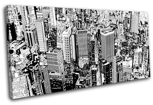 Cityscape Abstract Illustration SINGLE CANVAS WALL ART Picture Print VA - Picture 1 of 1