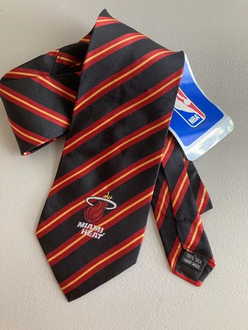 Miami Heat Silk Necktie - 3.5" X 58" NWT Deadstock Striped NBA Classic Cover