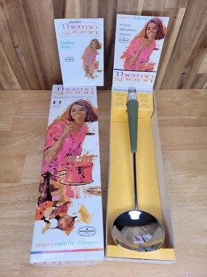 Termómetro de cuchara térmica vintage verde oliva con caja Gaydell #305, 1965 Foto 1 de 4