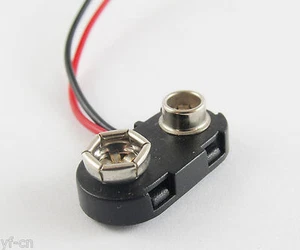 50x 9V Volt Battery Clip Hard plastic T-type Snap-on Connector W/12cm Cable Lead - Picture 1 of 5