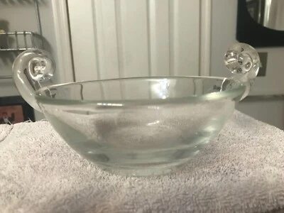 SUPERB VINTAGE RARE 6 1/4" Badash Crystal SCROLL HANDLED BOWL All Purpose MINT!! - Image 1 of 4