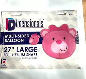 Globo de oso rosa 3D grande 27" en forma de cabeza de oso niñas baby shower globo - Imagen 1 de 1