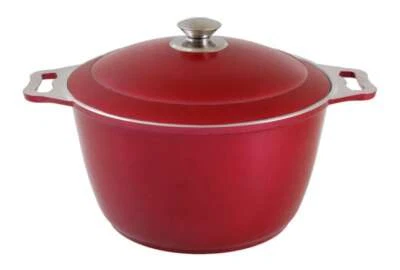 Aluguß Kochtopf Kazan Kasan Topf 6L Deko Beschichtung Weinrot Asia Wok Kessel - Bild 1 von 3