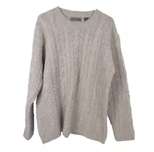 STRUCTURE URBAN WEAR Shetland Wool Cable Knit Sweater Sz L Fisherman Knit Mens - Picture 1 of 15