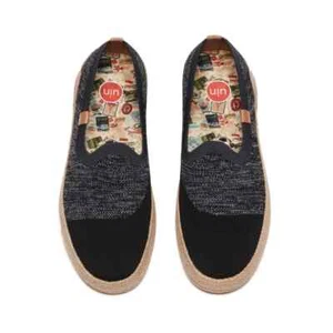 Men Size 6-11 UIN Slip On Shoes Canvas "Charcoal Black-Marbella II - Men" - Picture 1 of 7