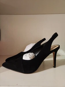 New Vince Camuto 9.5 Pointed Toe Slingback Heels Black Suede Ampereta Pumps - Picture 1 of 8