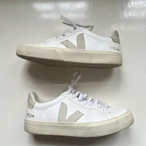 Veja Campo Sneakers White Leather Natural Suede Size 6 - Picture 1 of 8