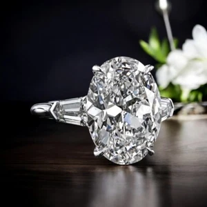 Anillo de compromiso para mujer 6,20 quilates IGI GIA cultivado en laboratorio diamante talla ovalada oro blanco de 14 k - Imagen 1 de 12