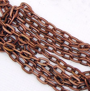 Antique COPPER Flat CABLE Chain ~ 5mm x 8mm Sturdy Links ~ No-Nickel 5 - 100 ft - Picture 1 of 8