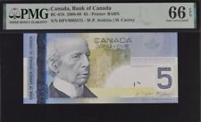 Canada 5 dollars 2006/2009 P 101A gemme Jenkins Carney UNC PMG 66 EPQ