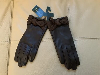 Guantes Ralph Lauren forrados de cuero marrón con lazo talla pequeña para mujer nuevos con etiquetas Foto 1 de 4