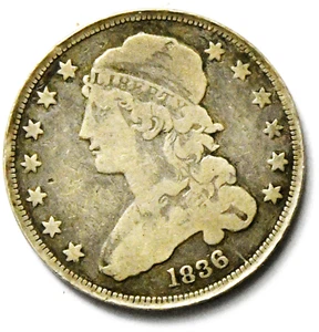 1836 25c Capped Bust Quarter Dollar Twenty Five Cents Philadelphia B-1 - Picture 1 of 4