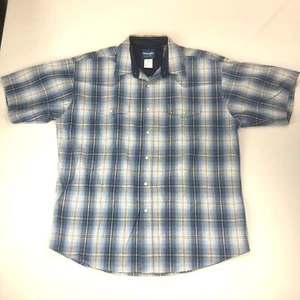 Wrangler Western "Cowboy" Denim Pearl Snap Herren XL Kurzarm kariertes Hemd. - Bild 1 von 7