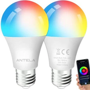 Lampadina Alexa ANTELA, Inteligente WiFi LED Bulb E27, Dimmerabile Lampadina RGB - Foto 1 di 7