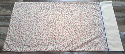 Vintage Springmaid King Pillowcase Blue Pink Roses Wondercale Country Cottage - Image 1 of 4