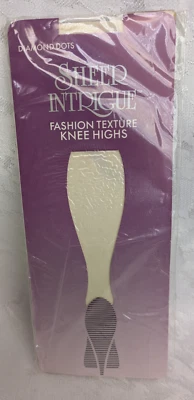 Sheer Intrigue Textured Diamond Dots WHITE Knee Highs Fits Size 8 1/2 to 11 NEW - Image 1 of 4