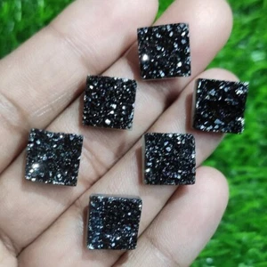Natural Titanium Agate Druzy Quartz Gemstone Square Wire Wrapped Drusy India - Bild 1 von 10