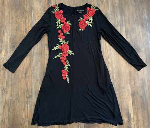 VALENTINO Abito Midi Rosarita Floreale Ricamato Morbido Dintorni Elasticizzato Nero S Petite