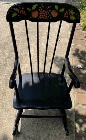 Vintage HEDSTROM Child  Black Rocking Arm Chair - Made in USA Cover