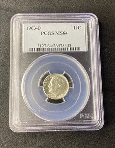 1963-D Roosevelt Dime MS64 PCGS Free Shipping - Picture 1 of 2
