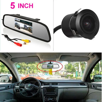 Car Reverse Backup Rear View Camera + 5" LCD Car Rear View Mirror Monitor Kit - Image 1 of 4