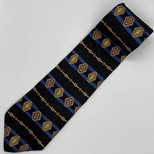 Tommy Hilfiger Crest Color Block Logo Made in USA 100% Silk Neck Tie - Picture 1 of 7