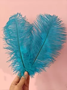 turquoise blue ostrich feather hair clip fascinator fancy dress costume dance - Picture 1 of 2