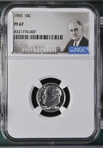 1955 Roosevelt Dime 10C NGC PF67 - Picture 1 of 3