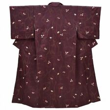 Japanese Vintage Kimono Silk Komon Purple Shibori kimonomtfuji qq0596b
