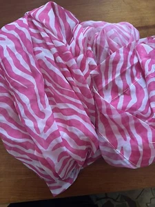 Set Of 2 Pink Sheer Striped/jungle Theme Curtains 58 by 85 inches - Picture 1 of 5