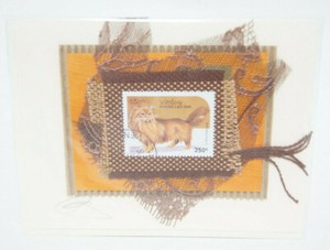 *Signed* Elisa Goodman Curmudgeon Greeting Cards Stamp Art Cats Postes Lao 250k