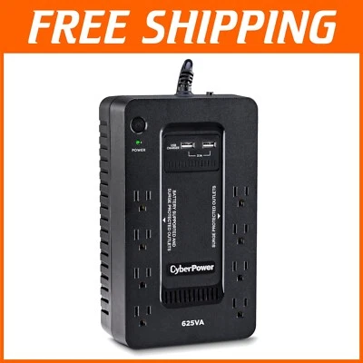 625VA UPS Power Supply with 8 Outlets and USB Ports for Home Office Protection - Image 1 of 4
