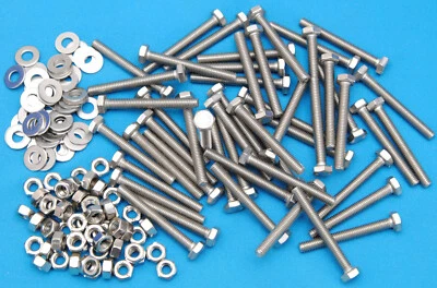 Lot de 50 x vis boulon écrou rondelle inox A2 M6 x 50 mm tête de 10  ( ZE101 ) - Photo 1/3