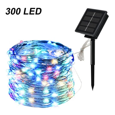300 LED Solar String Fairy Light Copper Wire 8 Lighting Mode Garden Xmas Decor - Image 1 of 4