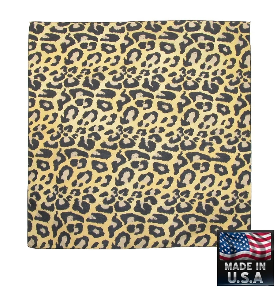 *USA MADE LEOPARD Skin Fur PRINT 22" Bandana Face Mask Neck Scarf Head Wrap Band - Image 1 of 1