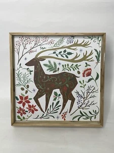 Holiday Serving Tray Deer Stag Ganz New 16”x16” Ex29216 Rustic - Picture 1 of 2