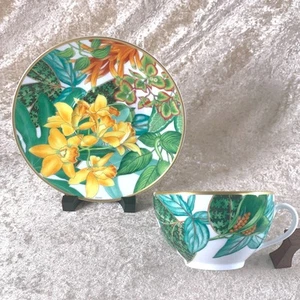 Hermes Large Breakfast Morning Soup Cup & Saucer Passifolia Porcelain Tableware - Picture 1 of 14