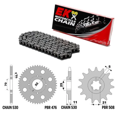 KAWASAKI KH 400 1976-1977 catena corona pignone kit 530 PBR EK2240 Foto 1 de 4