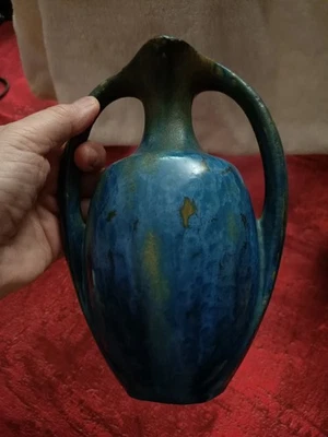 Ancien vase amphore Art Nouveau Pierrefonds en grès émaillé - Photo 1/4