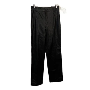 Zara schwarze Kunstlederhose weites Bein hoher Bund Damen Größe Small - Bild 1 von 15