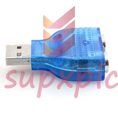 For PS/2 Mouse Keyboard USB To Dual 2 PS2 PS/2 Converter Adapter Blue 1Pc New - Image 1 of 4