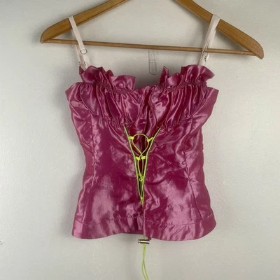 Sinead Gorey Bustier Top Corsé Con Cordones Rosa Pequeño Babydoll Coqueta Hada Y2K  Foto 1 de 4