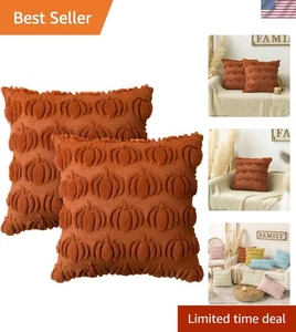 Fundas de almohada lavables a máquina de calabaza de otoño - 18x18 pulgadas, juego de 2 - Imagen 1 de 9