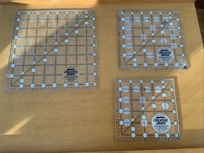 Creative Grids Non-Slip Rulers Lot of 3 Acrylic 5.5” 6.5" and 8.5" Squares - Image 1 of 4