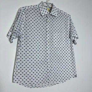 Camisa Peter Millar blanca azul cangrejo manga corta abotonada para hombre talla grande - Imagen 1 de 6