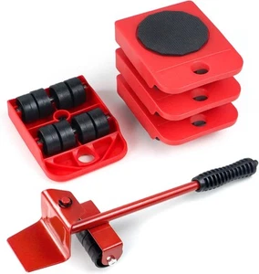 Furniture Dolly with 4 Wheels & 4 &amp; Lifter, Red  - Imagen 1 de 7