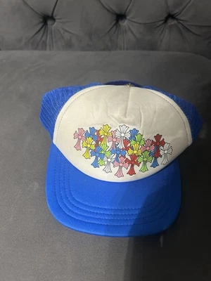 Brand New Chrome Hearts Blue Cemetery Multicolor Cross Trucker Hat - Image 1 of 4