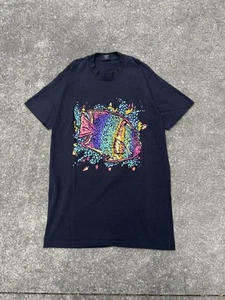 Vintage 90’s Single Stitch Miami Florida Pastel Neon Fish T Shirt Black L Bravo - Picture 1 of 7