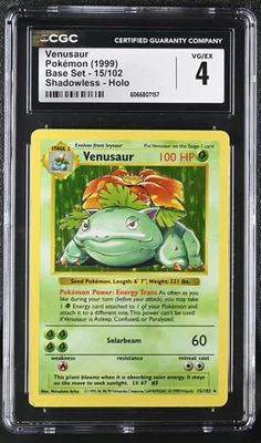 CGC 4 Venusaur 1999 Base Set 15/102 Shadowless Holo Pokemon Card - Image 1 of 2