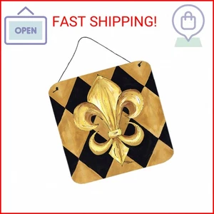 Caroline's Treasures 8125DS66 Black and Gold Fleur de lis New Orleans Wall or Do - Picture 1 of 2